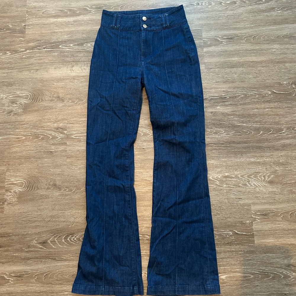 High-Waisted Dark Blue Flare Jeans